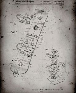 PP760-Faded Grey Burton Touring Snowboard Patent Poster