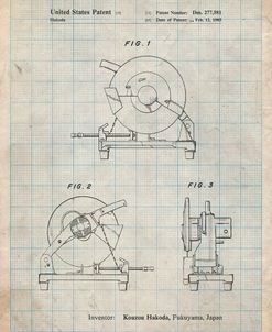 PP762-Antique Grid Parchment Chop Saw Patent Poster