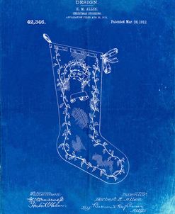 PP764-Faded Blueprint Christmas Stocking 1912 Patent Poster