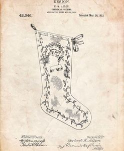PP764-Vintage Parchment Christmas Stocking 1912 Patent Poster