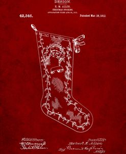 PP764-Burgundy Christmas Stocking 1912 Patent Poster