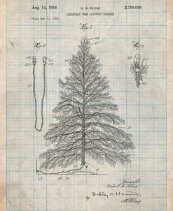 PP765-Antique Grid Parchment Christmas Tree Poster