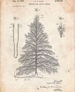 PP765-Vintage Parchment Christmas Tree Poster