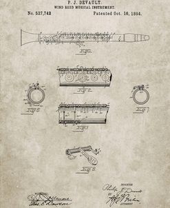 PP768-Sandstone Clarinet 1894 Patent Poster
