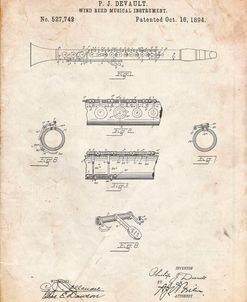 PP768-Vintage Parchment Clarinet 1894 Patent Poster