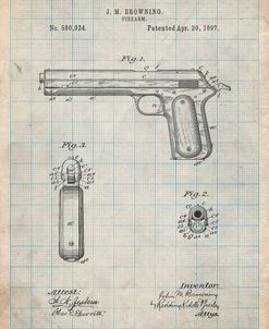 PP770-Antique Grid Parchment Colt Automatic Pistol of 1900 Patent Poster
