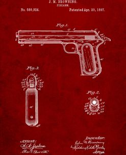 PP770-Burgundy Colt Automatic Pistol of 1900 Patent Poster