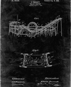 PP772-Black Grunge Coney Island Loop the Loop Roller Coaster Patent Poster