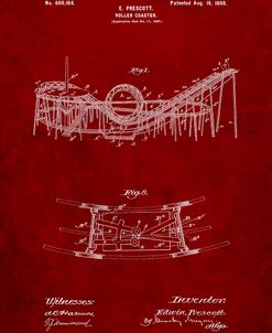 PP772-Burgundy Coney Island Loop the Loop Roller Coaster Patent Poster