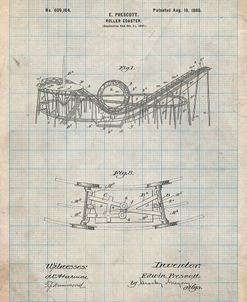 PP772-Antique Grid Parchment Coney Island Loop the Loop Roller Coaster Patent Poster