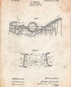 PP772-Vintage Parchment Coney Island Loop the Loop Roller Coaster Patent Poster