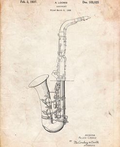 PP773-Vintage Parchment Conn A Melody Saxophone Patent Poster