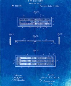 PP776-Faded Blueprint Cribbage Board 1885 Patent Poster