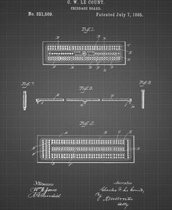 PP776-Black Grid Cribbage Board 1885 Patent Poster