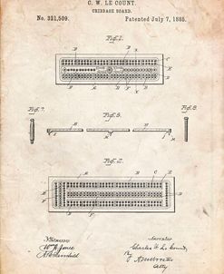 PP776-Vintage Parchment Cribbage Board 1885 Patent Poster