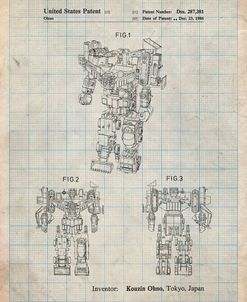 PP780-Antique Grid Parchment Devastator Transformer Patent Poster