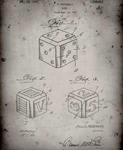 PP781-Faded Grey Dice 1923 Patent Poster