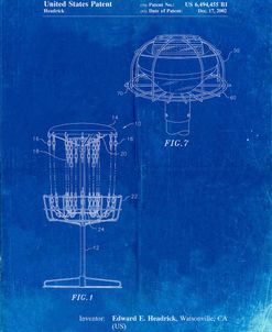PP782-Faded Blueprint Disc Golf Basket Patent Poster