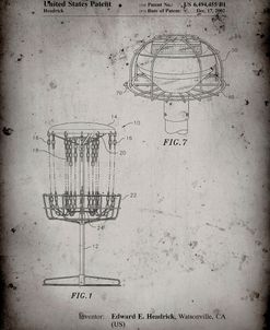 PP782-Faded Grey Disc Golf Basket Patent Poster