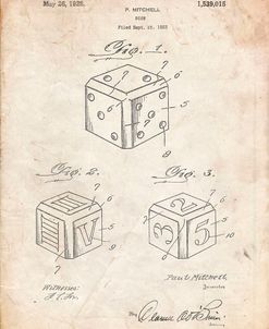 PP781-Vintage Parchment Dice 1923 Patent Poster