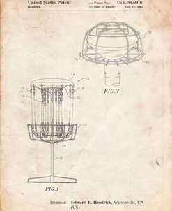 PP782-Vintage Parchment Disc Golf Basket Patent Poster