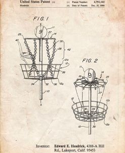PP783-Vintage Parchment Disk Golf Basket 1988 Patent Poster