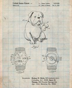 PP784-Antique Grid Parchment Dog Watch Clock Patent Poster