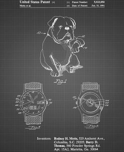 PP784-Black Grid Dog Watch Clock Patent Poster