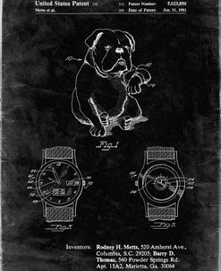 PP784-Black Grunge Dog Watch Clock Patent Poster