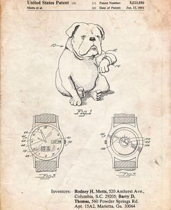 PP784-Vintage Parchment Dog Watch Clock Patent Poster