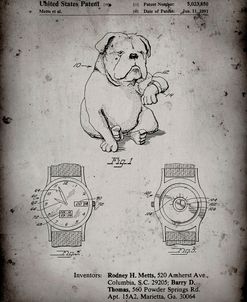 PP784-Faded Grey Dog Watch Clock Patent Poster