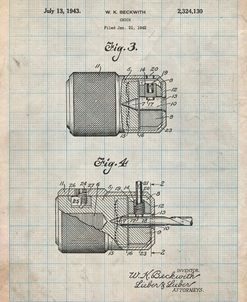 PP787-Antique Grid Parchment Drill Chuck 1943 Patent Poster