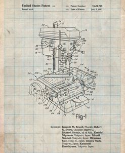 PP788-Antique Grid Parchment Drill Press Patent Poster