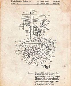 PP788-Vintage Parchment Drill Press Patent Poster