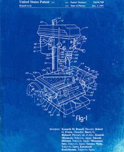 PP788-Faded Blueprint Drill Press Patent Poster