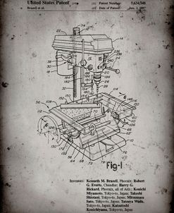 PP788-Faded Grey Drill Press Patent Poster