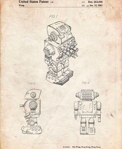 PP790-Vintage Parchment Dynamic Fighter Toy Robot 1982 Patent Poster