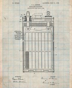 PP792-Antique Grid Parchment Edison Alkaline Battery Art