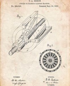 PP793-Vintage Parchment Edison Dynamo Electrical Generator Patent Print