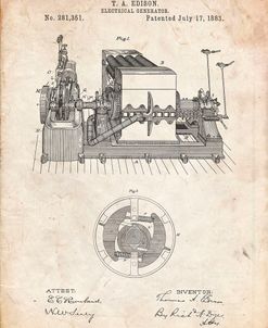 PP794-Vintage Parchment Edison Electrical Generator Patent Art