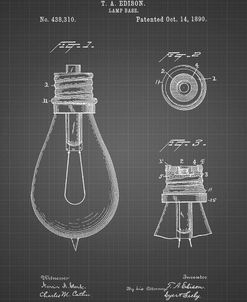 PP796-Black Grid Edison Lamp Base Patent Print