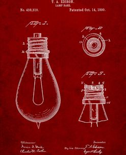 PP796-Burgundy Edison Lamp Base Patent Print