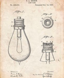 PP796-Vintage Parchment Edison Lamp Base Patent Print