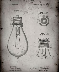 PP796-Faded Grey Edison Lamp Base Patent Print