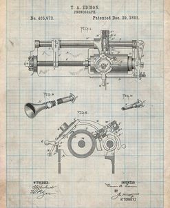 PP798-Antique Grid Parchment Edison Phonograph Patent Poster