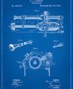 PP798-Blueprint Edison Phonograph Patent Poster