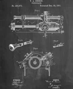 PP798-Chalkboard Edison Phonograph Patent Poster