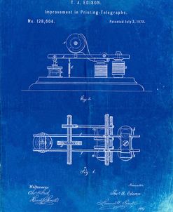 PP799-Faded Blueprint Edison Printing Telegraph Patent Art