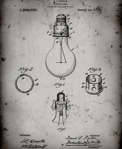 PP800-Faded Grey Electric Lamp Patent Poster
