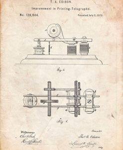 PP799-Vintage Parchment Edison Printing Telegraph Patent Art